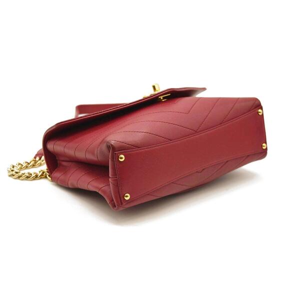 CHANEL  Calfskin Chevron Stitched Small Coco Flap Bag Red - Picture 4 of 15
